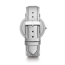 Metallic Silver Leather 34 Strap