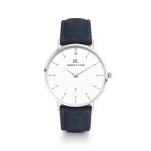 Men's Navy Leather Kensington 40 (Silver/White)