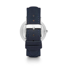 Men's Navy Leather Kensington 40 (Silver/White)